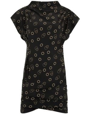 Isabel Marant Vestido Floe Drapeado Con Estampado De Cadena - Negro