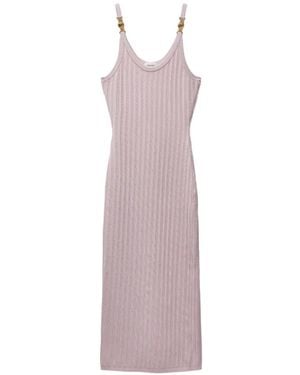 Versace Vestido Midi De Canalé - Morado