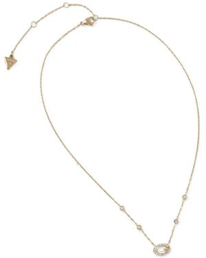 Guess Crystal-Embellished G Logo Necklace - White