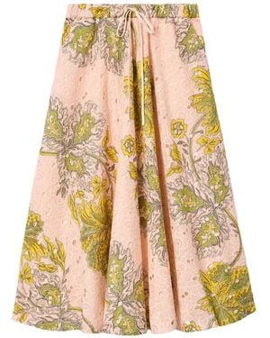 La DoubleJ Swathe Broderie-Anglaise Midi Skirt - White