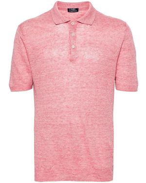 Barba Napoli Mélange Linen Polo Shirt - Pink