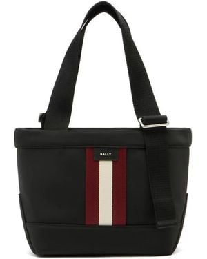 Bally Code Stripe-Detail Tote Bag - Black