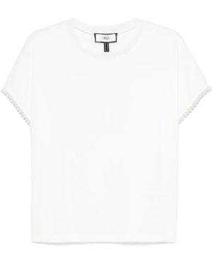 Nissa Faux-Pearl Detailed T-Shirt - White
