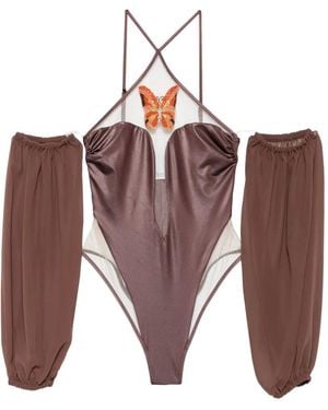 Mazzei Butterfly-Appliqué Swimsuit - Purple
