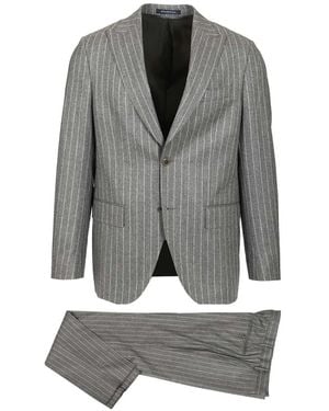 Al Duca d'Aosta Pinstripe Peak-Lapel Suit - Grey