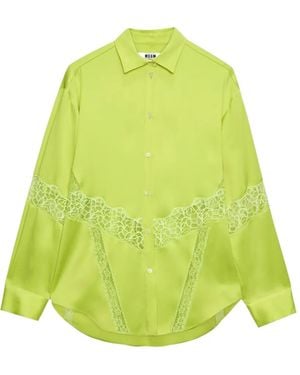 MSGM Lace Panel Shirt - Yellow