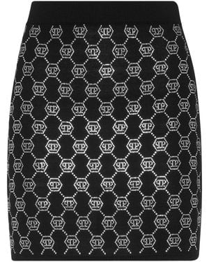 Philipp Plein Monogram Knitted Skirt - Black