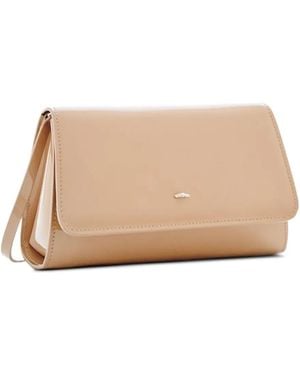 Giuseppe Zanotti Mini Cleopatra Patent Leather Flap Clutch - Natural