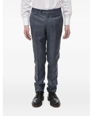 Corneliani Silk-Blend Belt-Loop Trousers - Blue