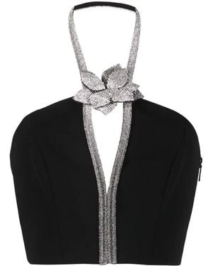 Nue Rhinestone Embellished Stretch Top - Black