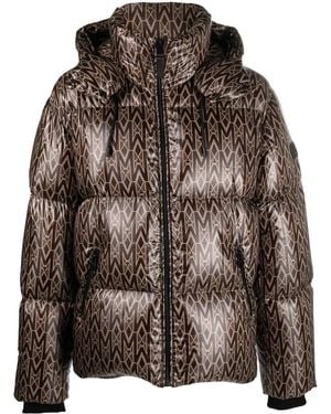 Mackage Kent Monogram-Print Padded Coat - Brown