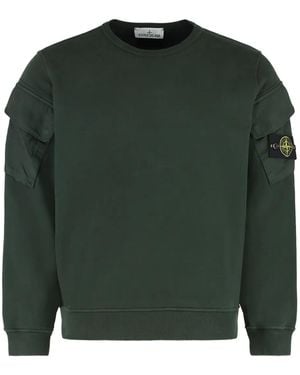 Stone Island Patch-Pocket Crew-Neck Sweatshirt - Green
