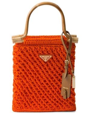 Prada Mini Sac Cabas En Crochet - Orange