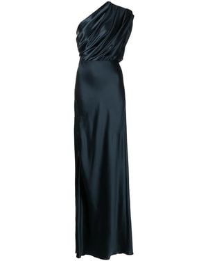 Michelle Mason Silk Asymmetrical Gathered Gown - Blue