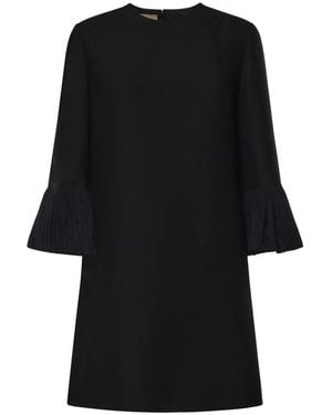 Valentino Garavani Pleated-Cuff Shift Mini Dress - Black