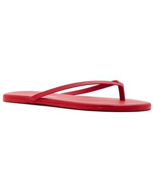 TKEES Solids Leather Flip-Flops - Red