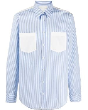 Helmut Lang Striped Cotton Long-Sleeved Shirt - Blue