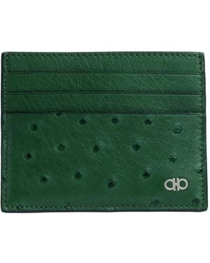 Ferragamo Gancini Ostrich Coin Purse - Green