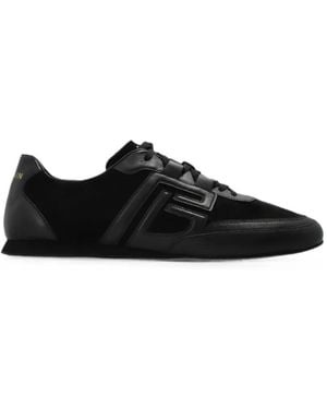 Balmain Logo-Patch Leather Trainers - Black