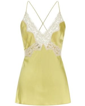 Alberta Ferretti Top Met Kant - Geel