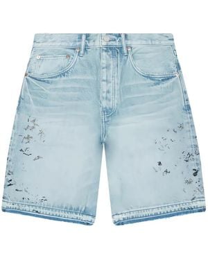Purple Brand Beaded Splatter-Effect Shorts - Blue