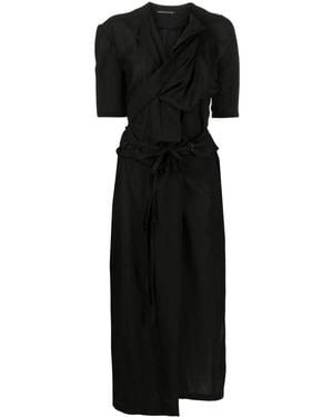 Yohji Yamamoto Belted Short-Sleeve Coat - Black