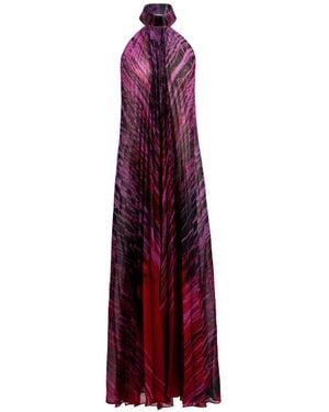 Silvia Tcherassi Lucia Pleated Abstract-Print Maxi Dress - Purple