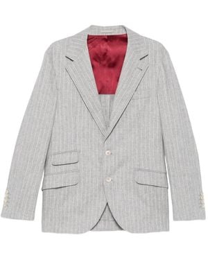 Brunello Cucinelli Traje A Rayas Diplomáticas - Blanco