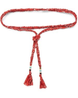 Alanui Braided Bandana-Print Belt - Red