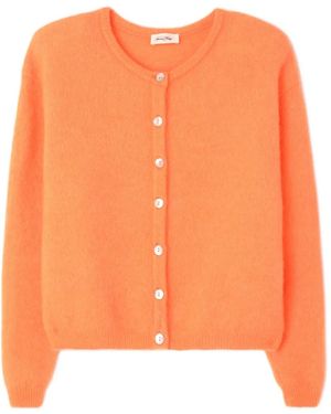 American Vintage Ribgebreid Vest Met Knopen - Oranje
