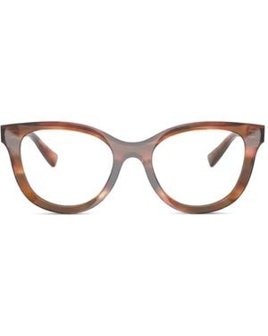 Dolce & Gabbana Striped Cat-Eye Glasses - Brown