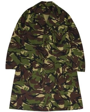 3MAN Camo-Print Pleated Coat - Green