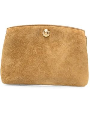 Liffner Push-Lock Suede Clutch Bag - Natural