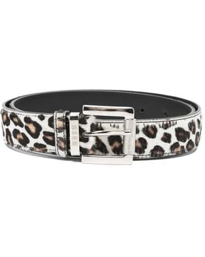 MSGM Leopard-Print Calf-Hair Belt - Black