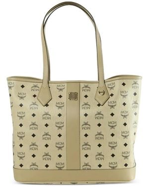 MCM Mittelgroße New Liz Tote Bag Mit Monogramm-Print - Weiß