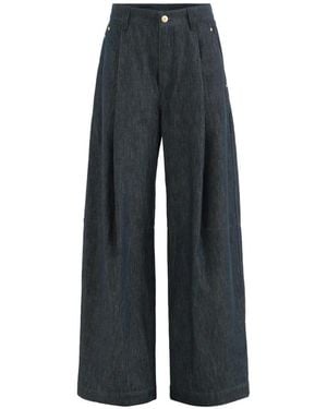 Brunello Cucinelli Jeans Plissettati Con Decorazione Monili - Blu