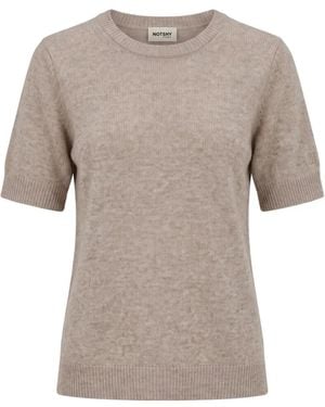 Not Shy Kurzärmeliger Kaschmirpullover - Grau