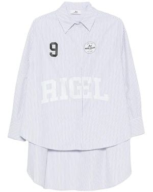 Marc Ellis Vertical-Stripe Logo-Print Shirt - White
