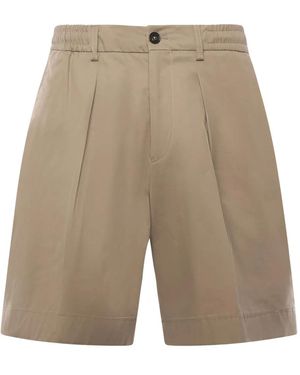 BE ABLE Pleated Cotton Shorts - Natural