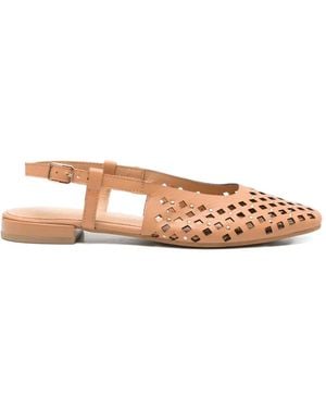 Gioseppo Kyaka Laser-Cut Studded Court Shoes - Brown