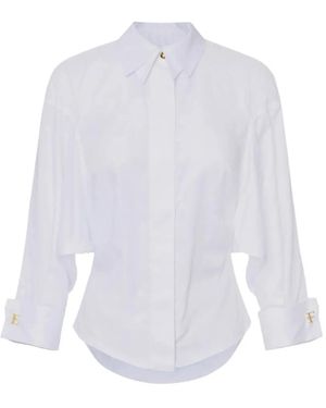 Elisabetta Franchi Jacquard Cotton Shirt With Cufflinks - White