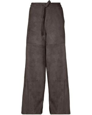 DESA NINETEENSEVENTYTWO Tie-Waist Suede Palazzo Trousers - Brown