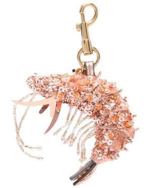Anya Hindmarch Shrimp Taschenanhänger Mit Pailletten - Weiß