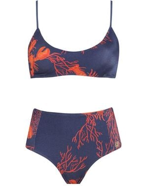 Brigitte Bardot Coral-Print Bikini - Blue