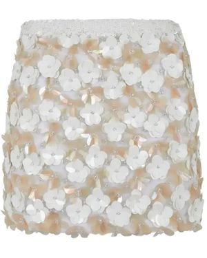 P.A.R.O.S.H. Floral-Appliqué Skirt - White