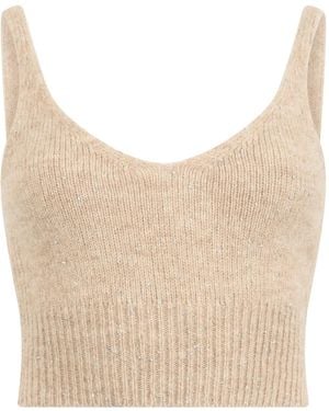 Peserico V-Neck Sleeveless Top - Natural