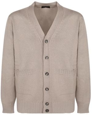 Dell'Oglio V-Neck Buttoned Cardigan - Grey