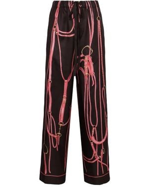 Gucci Seidenhose Mit Print - Rot