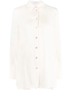 Ferragamo Pleat-Detail Long-Sleeve Shirt - White