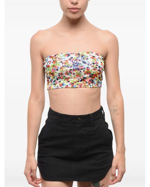 DSquared² Floral-Print Cropped Top - Black